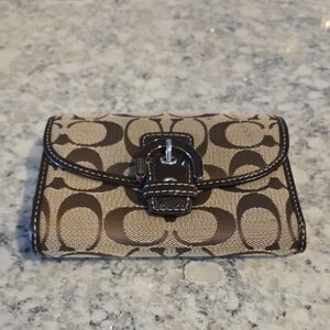 Coach Signature Brown and Tan Wallet